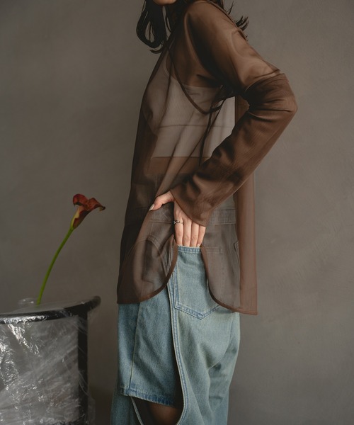 セール】sheer sleeve tops / シアースリーブトップス（Tシャツ
