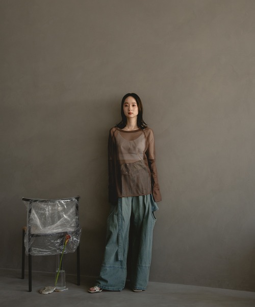 mideal(マイディール)の「sheer sleeve tops / シアースリーブトップス(Tシャツ/カットソー・レディース・ブラウン/アイボリー・FREE)」の18枚目の写真