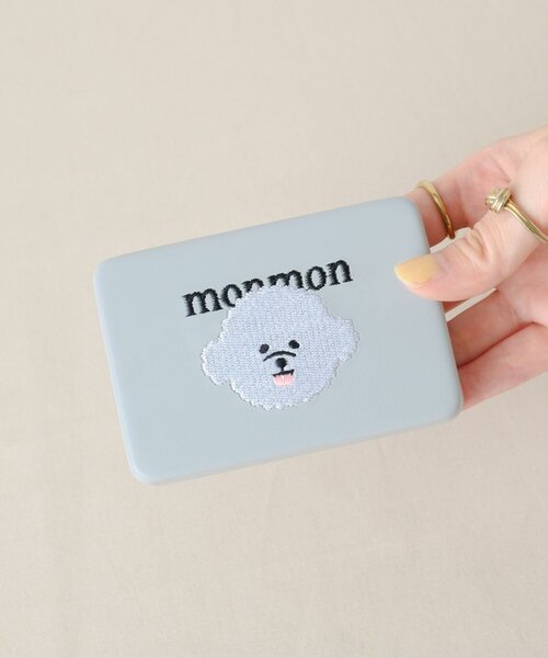 BIRTHDAY BAR(バースデイバー)の「monmon 刺繍コンパクトケース(ポーチ・レディース・ブラウン/ホワイト・0)」の6枚目の写真