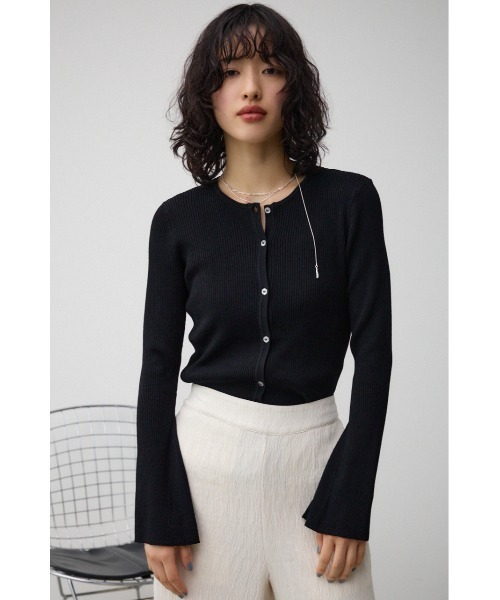 AZUL by moussy（アズールバイマウジー）の「シアーニットカーディガン（カーディガン/ボレロ・レディース・ブラック・FREE）」の3枚目の写真