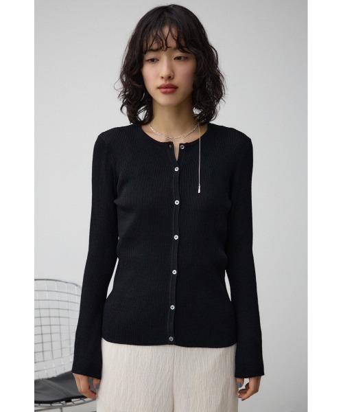 AZUL by moussy（アズールバイマウジー）の「シアーニットカーディガン（カーディガン/ボレロ・レディース・ブラック・FREE）」の5枚目の写真