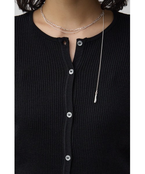 AZUL by moussy（アズールバイマウジー）の「シアーニットカーディガン（カーディガン/ボレロ・レディース・ブラック・FREE）」の8枚目の写真