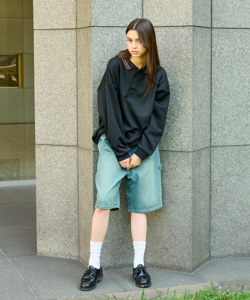 WETTEMPT（ウィテンプト）の「MOSS STITCH LONG POLO SHIRT / 鹿の子ロングポロシャツ（ポロシャツ・メンズ・ブラック/杢グレー/ベージュ/ネイビー/グレイッシュベージュ/レッド/チャコール/グレイッシュブルー/アイボリー/カーキ・SMALL/MEDIUM/LARGE）」の13枚目の写真