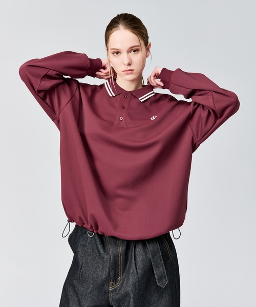 美品 THE SHISHIKUI long polo shirt シシクイ 長袖 セール】MOSS STITCH LONG POLO SHIRT / 鹿の子ロングポロシャツ