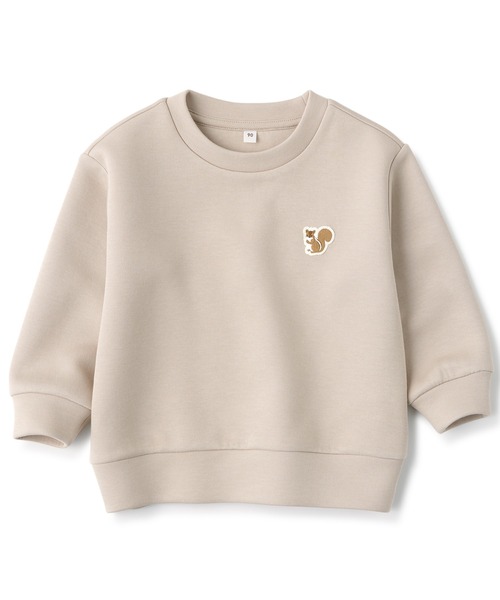 無印良品（ムジルシリョウヒン）の「ベビー　あたまするっと二重編み刺繍入りスウェットシャツ（スウェット・キッズ・パープル系/ライトベージュ/スモーキーグリーン系/その他/ピンク/イエロー・80/90/100）」の2枚目の写真