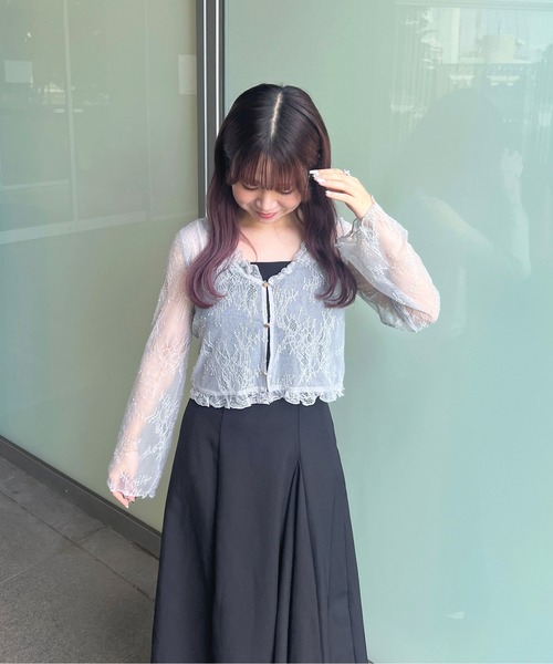 セール】【apres jour mimi】ゴールドボタンレースカーディガン