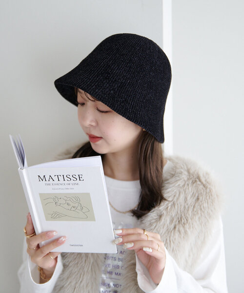 DISCOAT（ディスコート）の「シュニールバケットハット（キャップ・レディース・キャメル/ベージュ/ブラック・FREE）」の2枚目の写真