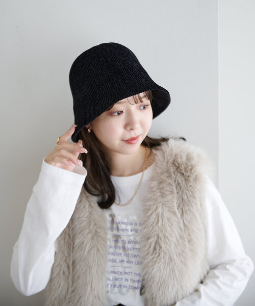 DISCOAT（ディスコート）の「シュニールバケットハット（キャップ・レディース・キャメル/ベージュ/ブラック・FREE）」の12枚目の写真