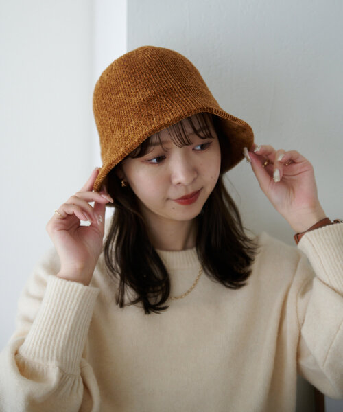DISCOAT（ディスコート）の「シュニールバケットハット（キャップ・レディース・キャメル/ベージュ/ブラック・FREE）」の7枚目の写真