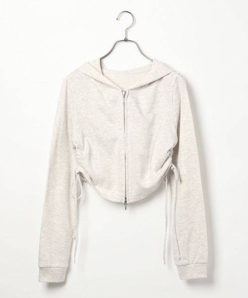 Heather（ヘザー）の「ギャザーWZIP裏毛フーディ　144349（パーカー・レディース・オフホワイト/チャコールグレー/オートミール・FREE）」の4枚目の写真