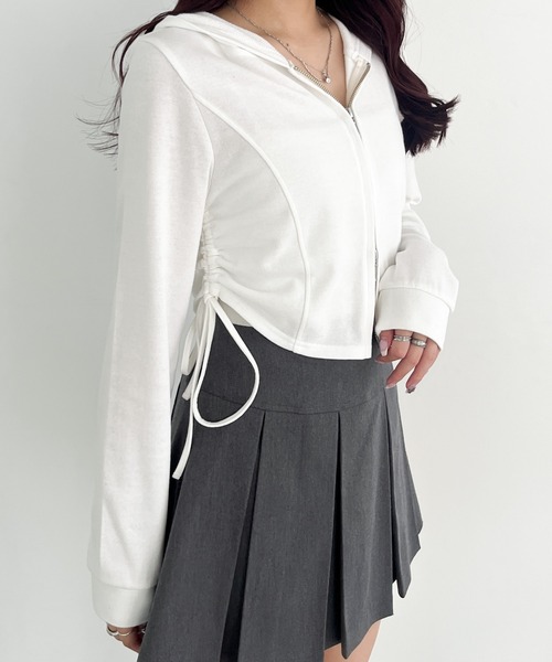 Heather（ヘザー）の「ギャザーWZIP裏毛フーディ　144349（パーカー・レディース・オフホワイト/チャコールグレー/オートミール・FREE）」の16枚目の写真