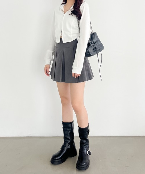 Heather（ヘザー）の「ギャザーWZIP裏毛フーディ　144349（パーカー・レディース・オフホワイト/チャコールグレー/オートミール・FREE）」の19枚目の写真