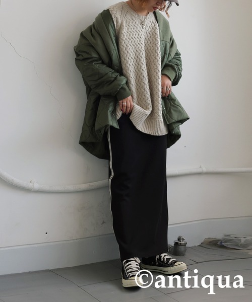 antiqua（アンティカ）の「バルキー編みニット（ニット/セーター・レディース・ベージュ/ライム/ブラック/ブルー・ONESIZE）」の16枚目の写真