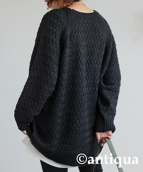 antiqua（アンティカ）の「バルキー編みニット（ニット/セーター・レディース・ベージュ/ライム/ブラック/ブルー・ONESIZE）」の7枚目の写真