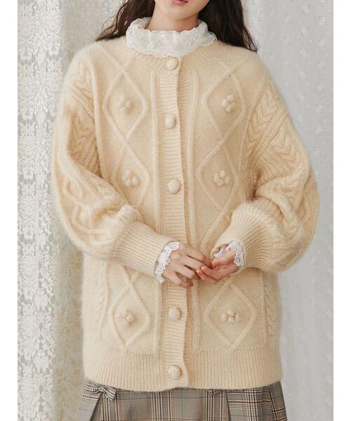 【セール】ぽこぽこお花ニットカーディガン（カーディガン/ボレロ）｜merry jenny（メリージェニー）