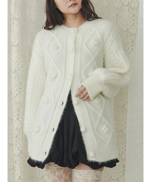 【セール】ぽこぽこお花ニットカーディガン（カーディガン/ボレロ）｜merry jenny（メリージェニー）