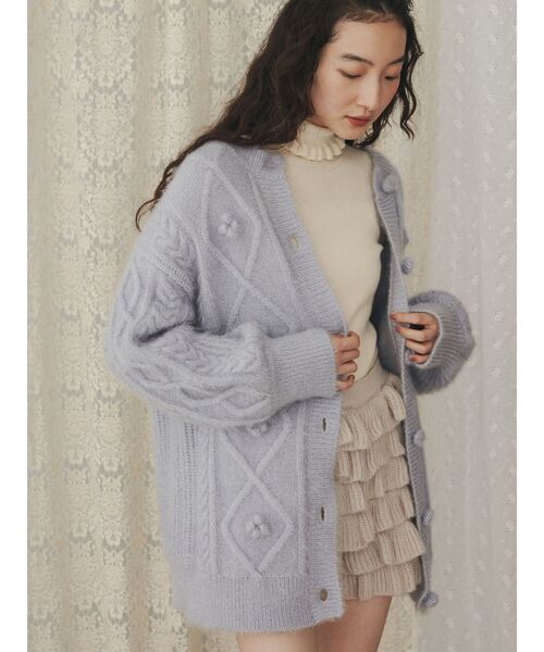 【セール】ぽこぽこお花ニットカーディガン（カーディガン/ボレロ）｜merry jenny（メリージェニー）