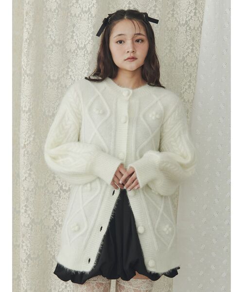 【セール】ぽこぽこお花ニットカーディガン（カーディガン/ボレロ）｜merry jenny（メリージェニー）