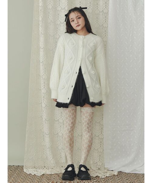 【セール】ぽこぽこお花ニットカーディガン（カーディガン/ボレロ）｜merry jenny（メリージェニー）