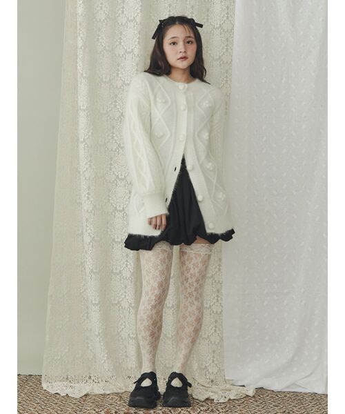 【セール】ぽこぽこお花ニットカーディガン（カーディガン/ボレロ）｜merry jenny（メリージェニー）