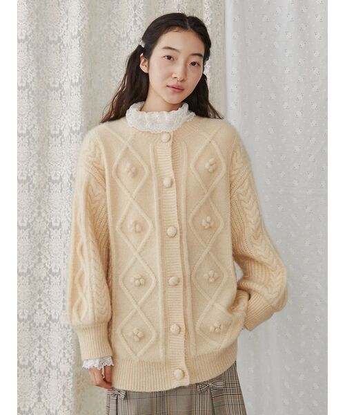 【セール】ぽこぽこお花ニットカーディガン（カーディガン/ボレロ）｜merry jenny（メリージェニー）