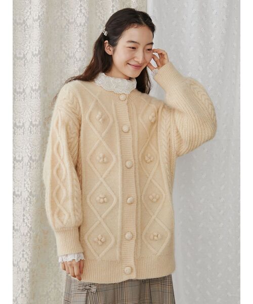 【セール】ぽこぽこお花ニットカーディガン（カーディガン/ボレロ）｜merry jenny（メリージェニー）
