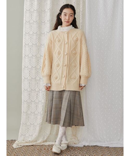 【セール】ぽこぽこお花ニットカーディガン（カーディガン/ボレロ）｜merry jenny（メリージェニー）