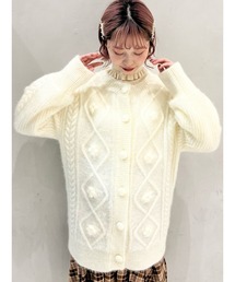 merry jenny ぽこぽこお花ニットカーディガン　ブルー　ニット　花柄 メリージェニー merry jenny ぽこぽこお花ニットカーディガン