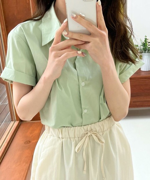 HALEY PESCA(ヘーリーペスカ)の「HALEY PESCA/【パステルカラー】 ベーシック半袖シャツ(シャツ/ブラウス・レディース・ブルー/ホワイト/グリーン・MEDIUM/SMALL/LARGE)」の13枚目の写真