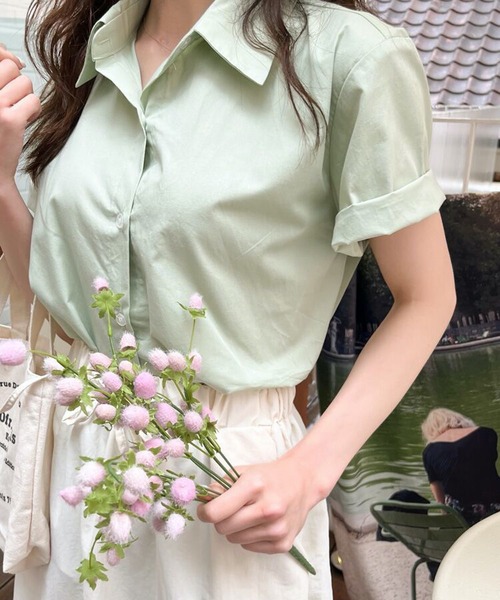 HALEY PESCA(ヘーリーペスカ)の「HALEY PESCA/【パステルカラー】 ベーシック半袖シャツ(シャツ/ブラウス・レディース・ブルー/ホワイト/グリーン・MEDIUM/SMALL/LARGE)」の15枚目の写真