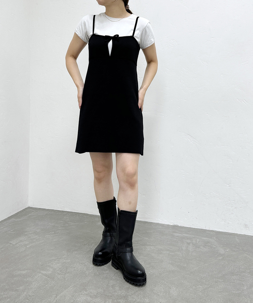 U by SPICK&SPAN(ユーバイスピックアンドスパン)の「ニットミニキャミワンピース(ワンピース・レディース・ブラック・FREE)」の5枚目の写真