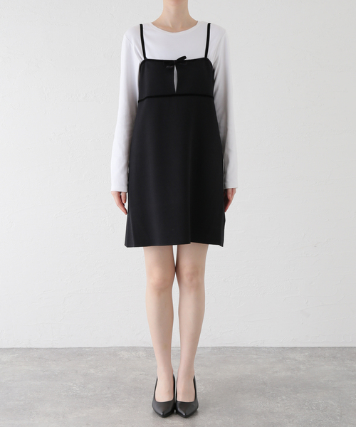 U by SPICK&SPAN(ユーバイスピックアンドスパン)の「ニットミニキャミワンピース(ワンピース・レディース・ブラック・FREE)」の8枚目の写真