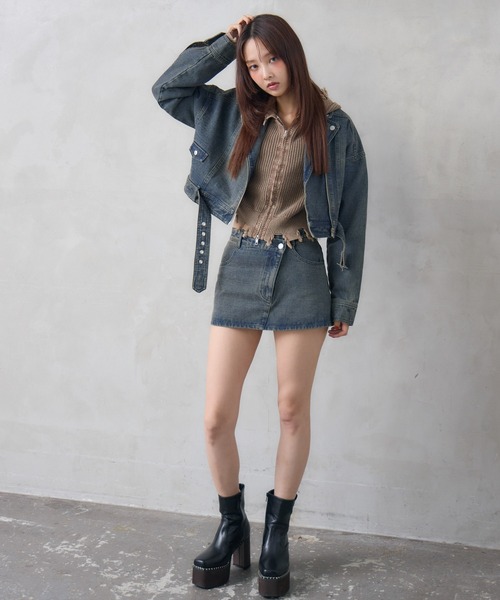 ENVYM（アンビー）の「アシメウエストデニムスカート（スカート・レディース・ブルー/ブラック/ブラウン・SMALL/MEDIUM）」の12枚目の写真