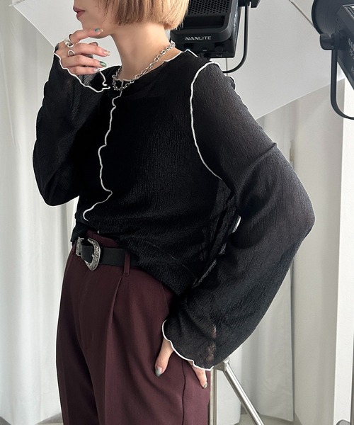 apres jour mignon(アプレジュールミニョン)の「楊柳メロウシアートップス【ZOZOTOWN限定アイテム】(シャツ/ブラウス・レディース・チャコールグレー/ブラック/アイボリー/ボルドー・X-LARGE/フリー)」の1枚目の写真