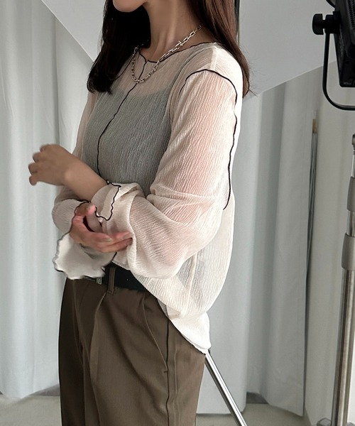 apres jour mignon(アプレジュールミニョン)の「楊柳メロウシアートップス【ZOZOTOWN限定アイテム】(シャツ/ブラウス・レディース・チャコールグレー/ブラック/アイボリー/ボルドー・X-LARGE/フリー)」の7枚目の写真