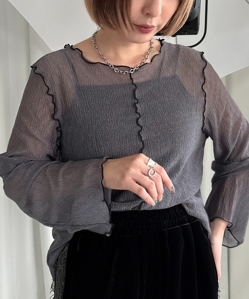 apres jour mignon(アプレジュールミニョン)の「楊柳メロウシアートップス【ZOZOTOWN限定アイテム】(シャツ/ブラウス・レディース・チャコールグレー/ブラック/アイボリー/ボルドー・X-LARGE/フリー)」の20枚目の写真