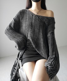 ※※【 4color 】ヴィンテージウォッシュクロップドオーバーニット / vintage wash cropped over knit