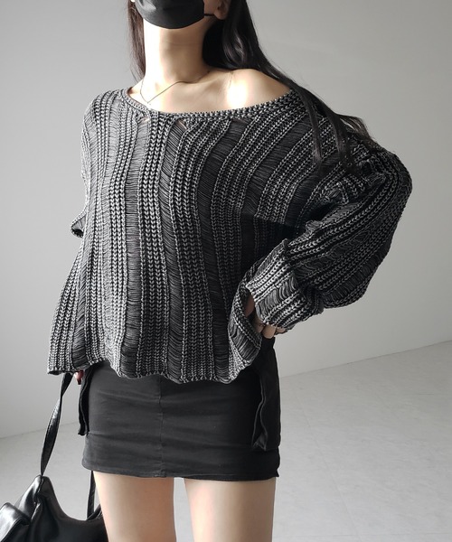 me+em select(ミームセレクト)の「※※【 4color 】ヴィンテージウォッシュクロップドオーバーニット / vintage wash cropped over knit(ニット/セーター・レディース・ブラック/ブラウン/ネイビー/グレー・FREE)」の13枚目の写真