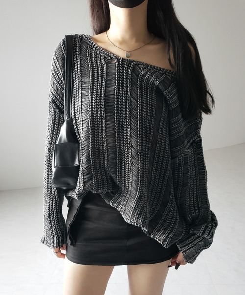 me+em select(ミームセレクト)の「※※【 4color 】ヴィンテージウォッシュクロップドオーバーニット / vintage wash cropped over knit(ニット/セーター・レディース・ブラック/ブラウン/ネイビー/グレー・FREE)」の15枚目の写真