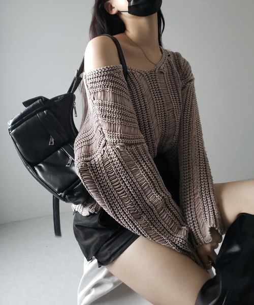 me+em select(ミームセレクト)の「※※【 4color 】ヴィンテージウォッシュクロップドオーバーニット / vintage wash cropped over knit(ニット/セーター・レディース・ブラック/ブラウン/ネイビー/グレー・FREE)」の17枚目の写真