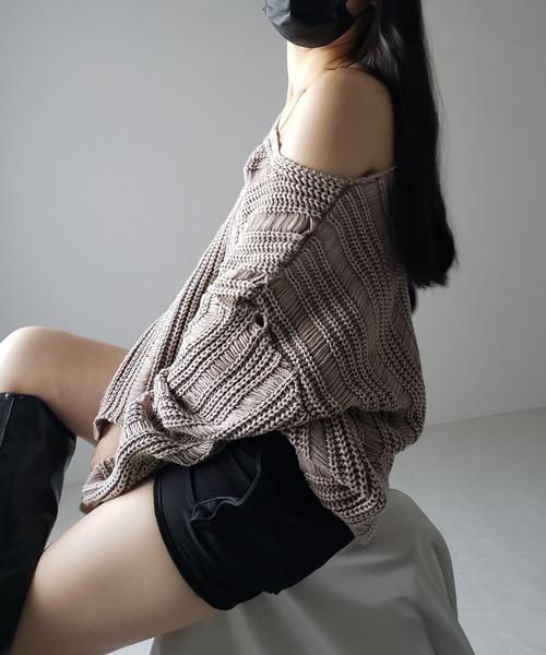 me+em select(ミームセレクト)の「※※【 4color 】ヴィンテージウォッシュクロップドオーバーニット / vintage wash cropped over knit(ニット/セーター・レディース・ブラック/ブラウン/ネイビー/グレー・FREE)」の18枚目の写真