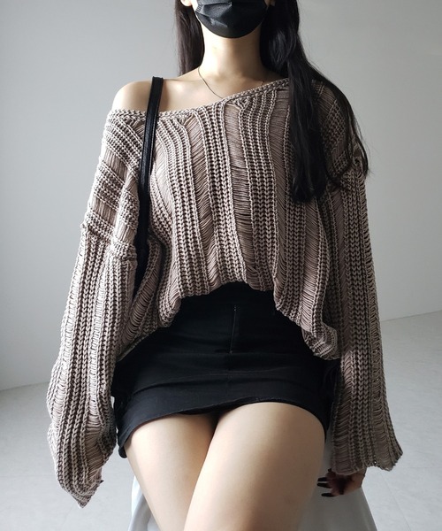 me+em select(ミームセレクト)の「※※【 4color 】ヴィンテージウォッシュクロップドオーバーニット / vintage wash cropped over knit(ニット/セーター・レディース・ブラック/ブラウン/ネイビー/グレー・FREE)」の22枚目の写真
