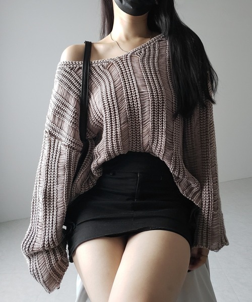 me+em select(ミームセレクト)の「※※【 4color 】ヴィンテージウォッシュクロップドオーバーニット / vintage wash cropped over knit(ニット/セーター・レディース・ブラック/ブラウン/ネイビー/グレー・FREE)」の16枚目の写真
