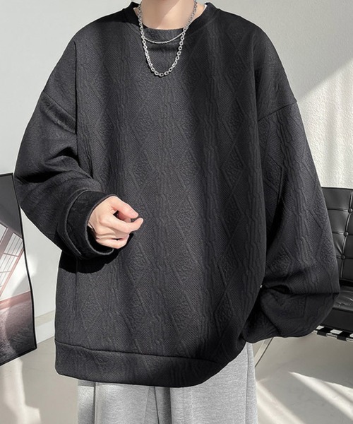 Anchor Smith（アンカー スミス）の「オーバーサイズケーブルエンボスカットソー（Tシャツ/カットソー・メンズ・ブラック/グレイッシュベージュ/ホワイト・L/M）」の19枚目の写真