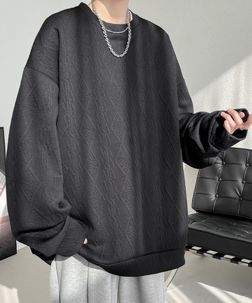 Anchor Smith（アンカー スミス）の「オーバーサイズケーブルエンボスカットソー（Tシャツ/カットソー・メンズ・ブラック/グレイッシュベージュ/ホワイト・L/M）」の20枚目の写真