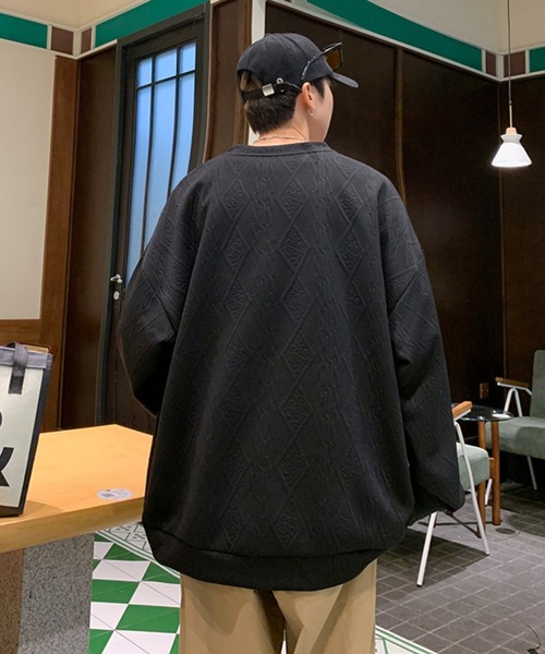 Anchor Smith（アンカー スミス）の「オーバーサイズケーブルエンボスカットソー（Tシャツ/カットソー・メンズ・ブラック/グレイッシュベージュ/ホワイト・L/M）」の15枚目の写真