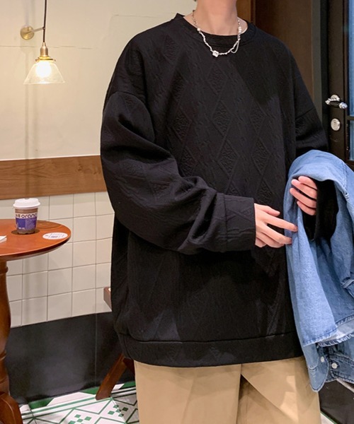 Anchor Smith（アンカー スミス）の「オーバーサイズケーブルエンボスカットソー（Tシャツ/カットソー・メンズ・ブラック/グレイッシュベージュ/ホワイト・L/M）」の17枚目の写真