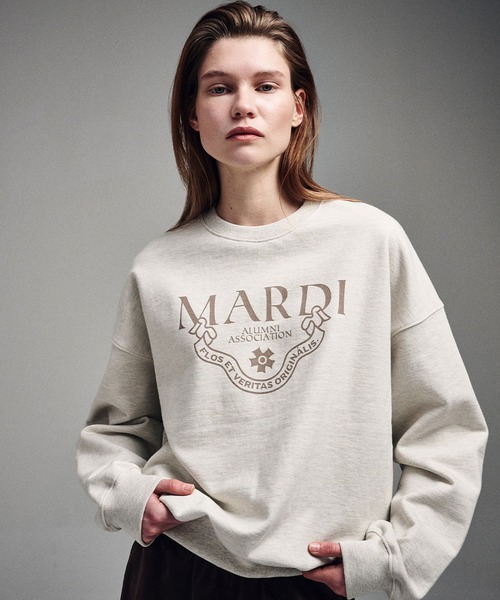 Mardi Mercredi（マルディメクルディ）の「SWEATSHIRT GRAND ALUMNI CLASSIQUE（スウェット・レディース・ネイビー/ヘザーグレー/グレー/ホワイト×ブルー/オートミール・FREE）」の5枚目の写真