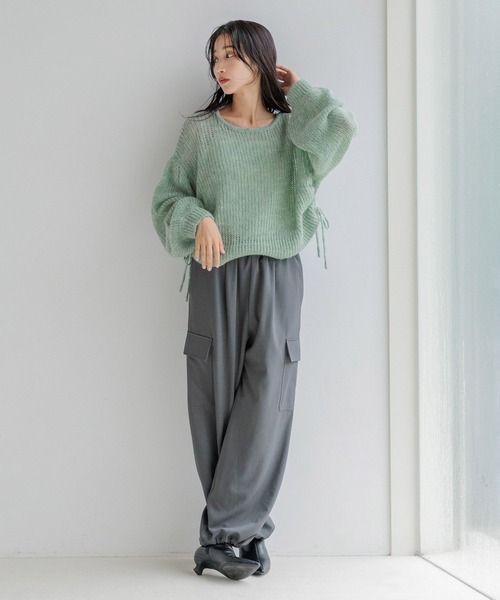 LOWRYS FARM(ローリーズファーム)の「モヘヤドロストショートPOLS 149605(ニット/セーター・レディース・アイボリー/グレー/グリーン・FREE)」の5枚目の写真