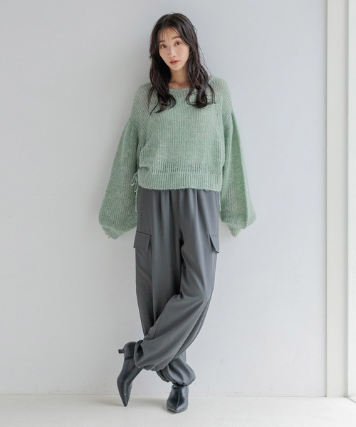 LOWRYS FARM(ローリーズファーム)の「モヘヤドロストショートPOLS 149605(ニット/セーター・レディース・アイボリー/グレー/グリーン・FREE)」の6枚目の写真